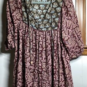 NATURAL LIFE Burgundy Floral Mini Dress